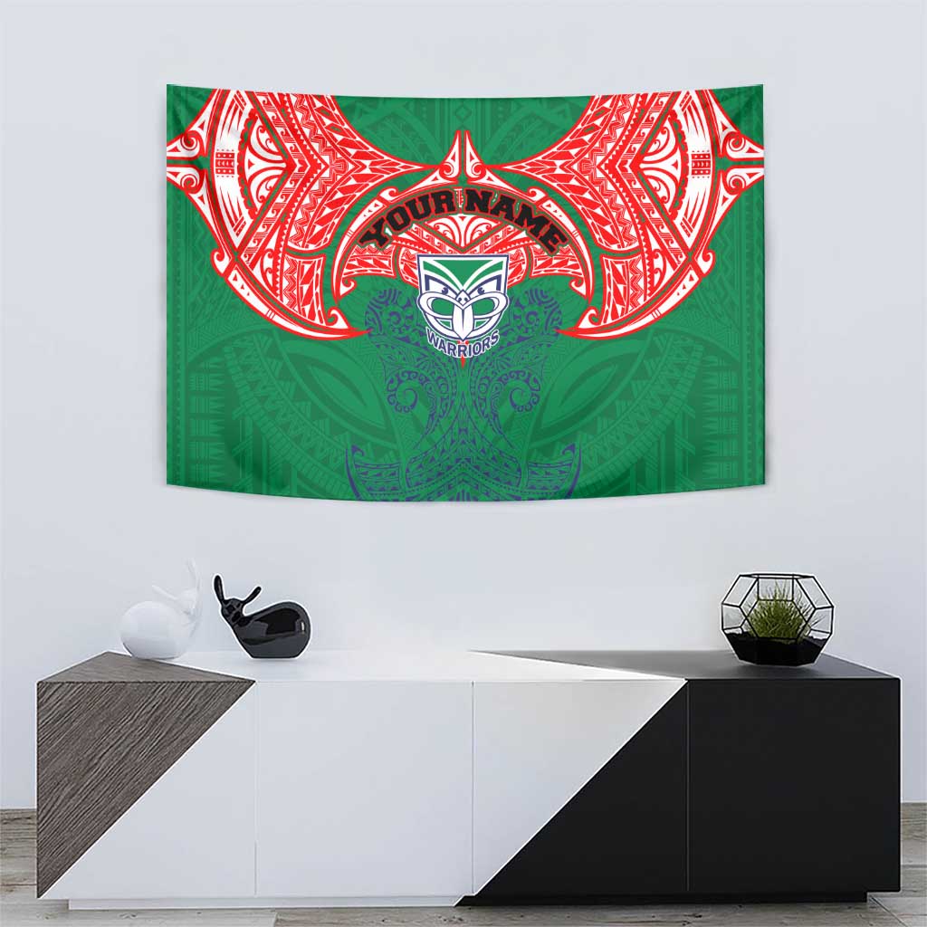Personalized New Zealand Warriors Tapestry Polynesian Tribal Pattern Style