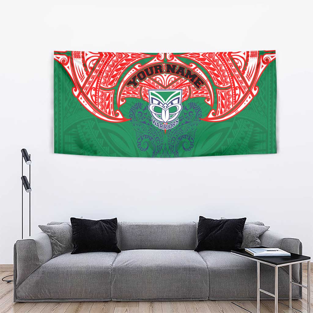 Personalized New Zealand Warriors Tapestry Polynesian Tribal Pattern Style