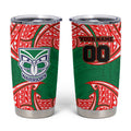 Personalized New Zealand Warriors Tumbler Cup Polynesian Tribal Pattern Style