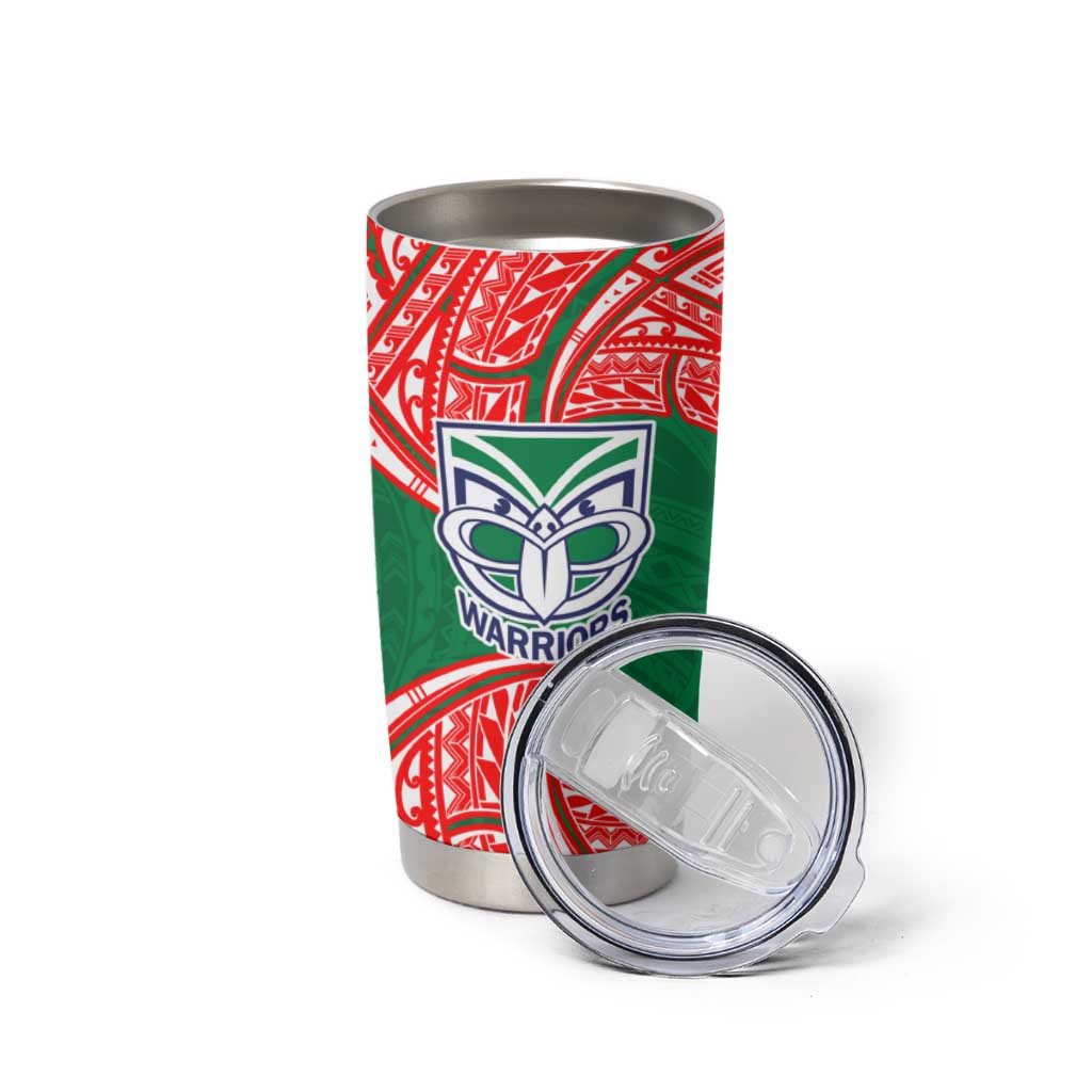 Personalized New Zealand Warriors Tumbler Cup Polynesian Tribal Pattern Style