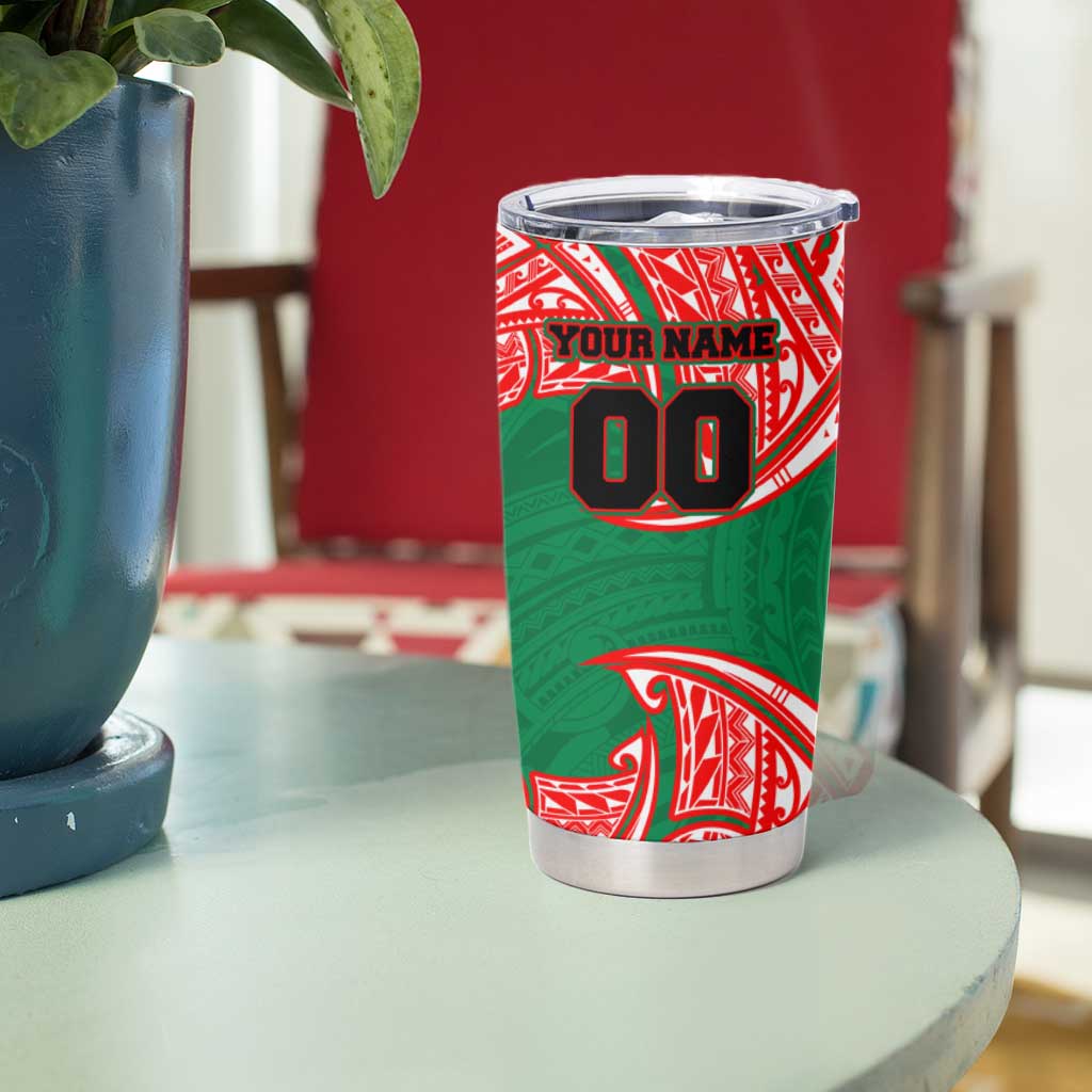 Personalized New Zealand Warriors Tumbler Cup Polynesian Tribal Pattern Style