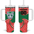 Personalized New Zealand Warriors Tumbler With Handle Polynesian Tribal Pattern Style