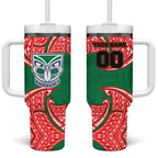 Personalized New Zealand Warriors Tumbler With Handle Polynesian Tribal Pattern Style