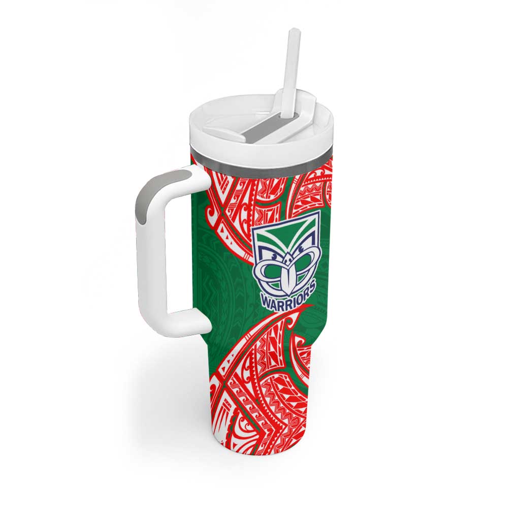 Personalized New Zealand Warriors Tumbler With Handle Polynesian Tribal Pattern Style