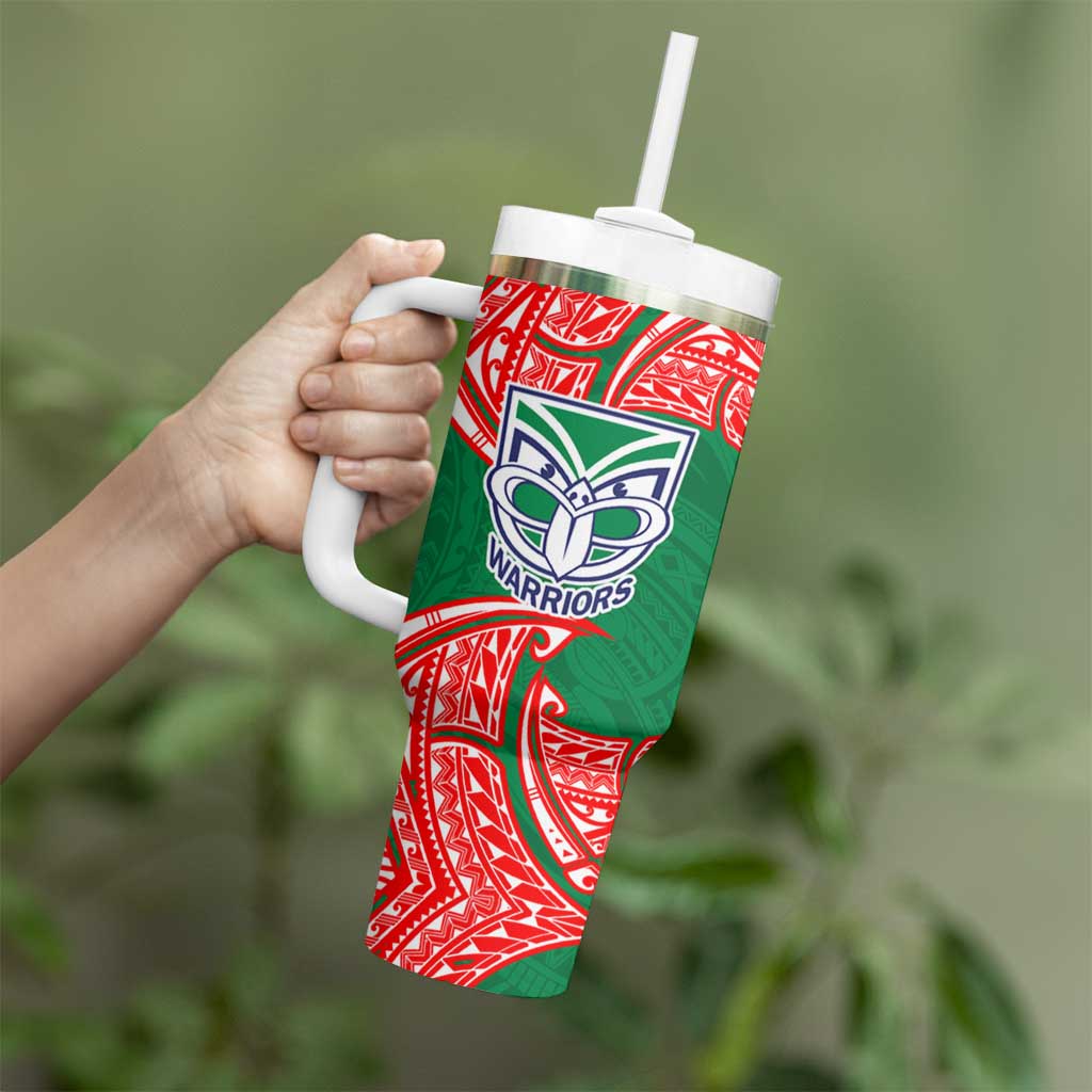 Personalized New Zealand Warriors Tumbler With Handle Polynesian Tribal Pattern Style