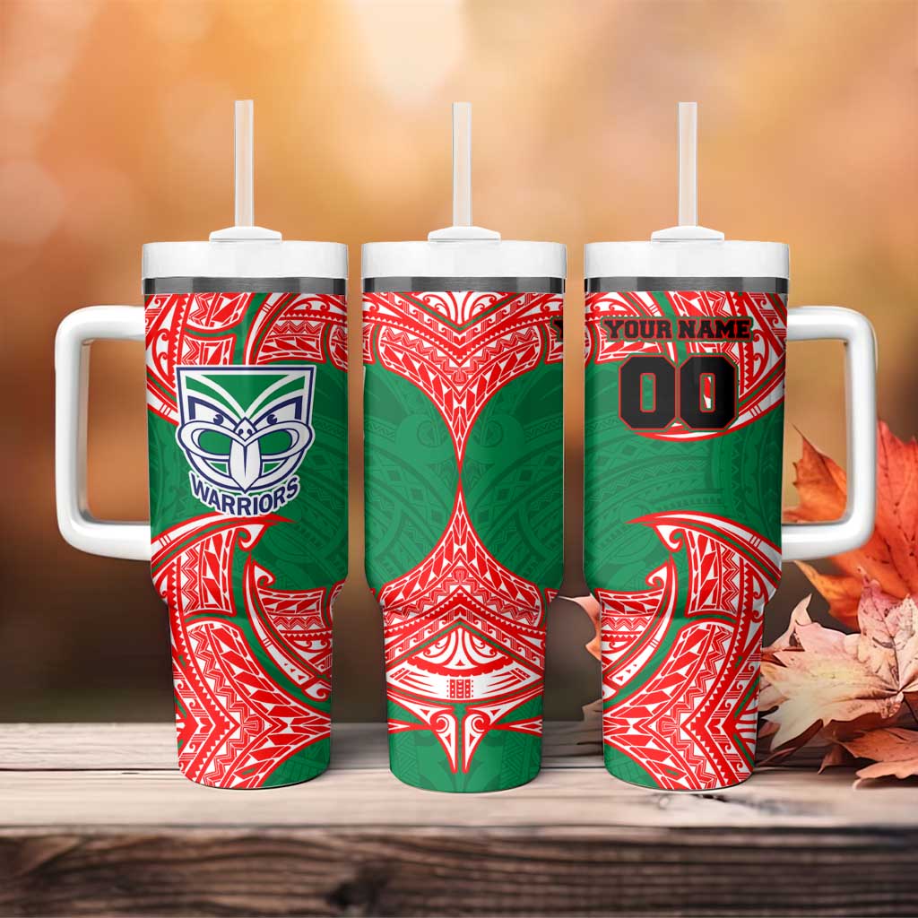 Personalized New Zealand Warriors Tumbler With Handle Polynesian Tribal Pattern Style