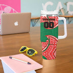 Personalized New Zealand Warriors Tumbler With Handle Polynesian Tribal Pattern Style