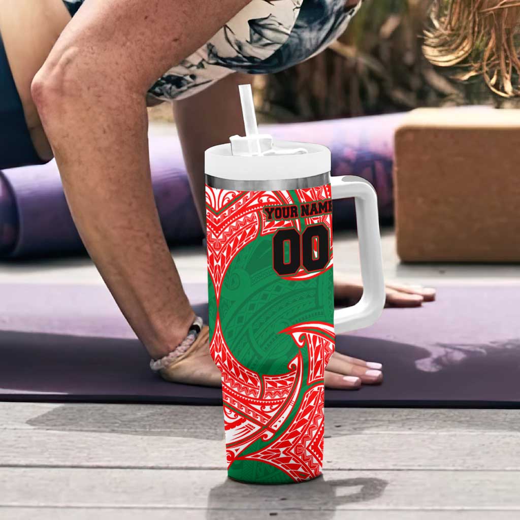 Personalized New Zealand Warriors Tumbler With Handle Polynesian Tribal Pattern Style