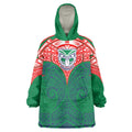 Personalized New Zealand Warriors Wearable Blanket Hoodie Polynesian Tribal Pattern Style