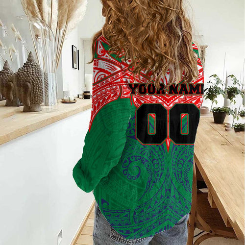 Personalized New Zealand Warriors Women Casual Shirt Polynesian Tribal Pattern Style