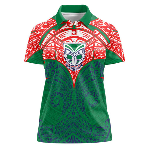 Personalized New Zealand Warriors Women Polo Shirt Polynesian Tribal Pattern Style
