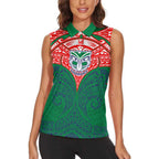 Personalized New Zealand Warriors Women Sleeveless Polo Shirt Polynesian Tribal Pattern Style