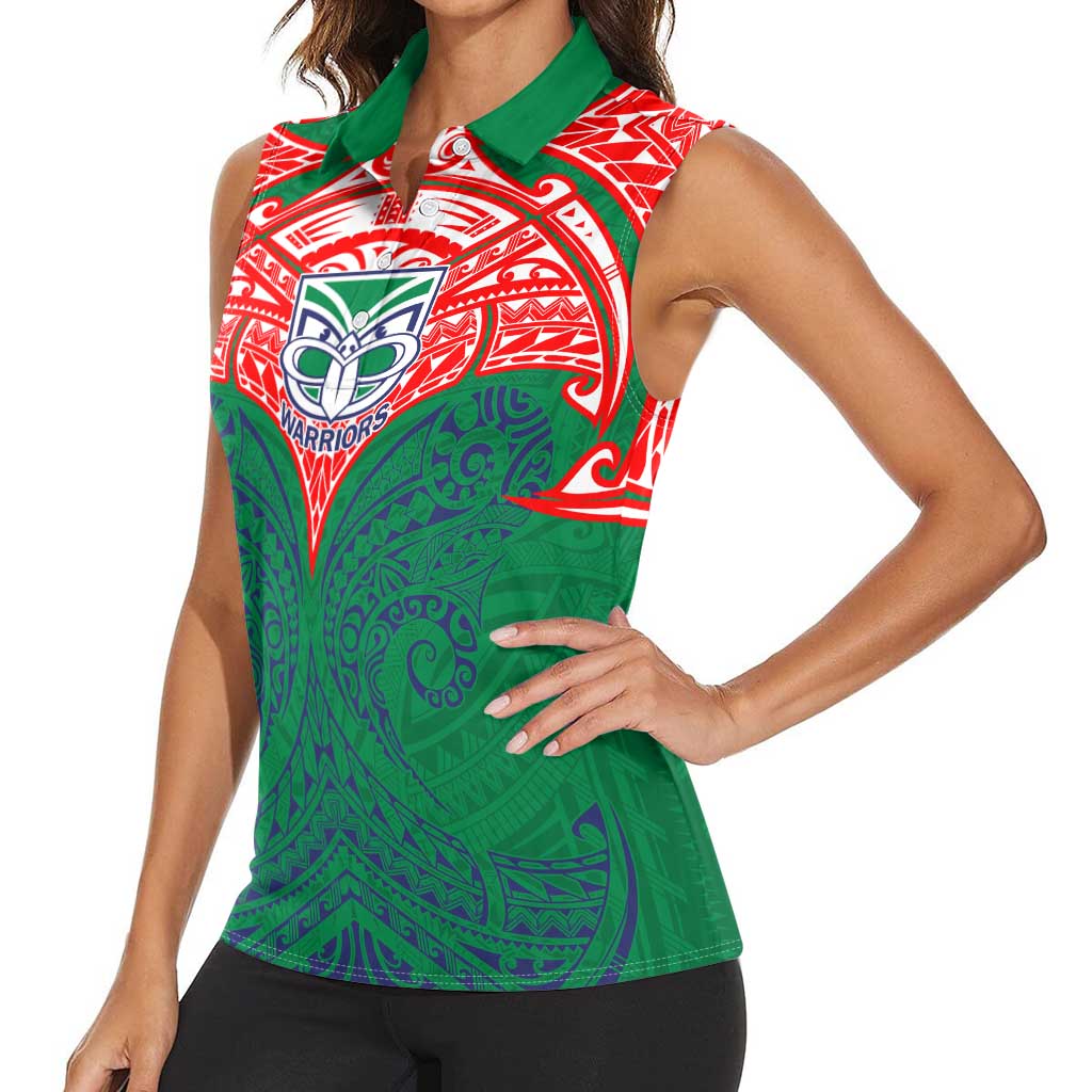 Personalized New Zealand Warriors Women Sleeveless Polo Shirt Polynesian Tribal Pattern Style