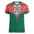 Personalized New Zealand Warriors Women V-Neck T-Shirt Polynesian Tribal Pattern Style