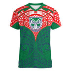 Personalized New Zealand Warriors Women V-Neck T-Shirt Polynesian Tribal Pattern Style