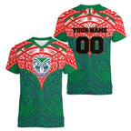 Personalized New Zealand Warriors Women V-Neck T-Shirt Polynesian Tribal Pattern Style