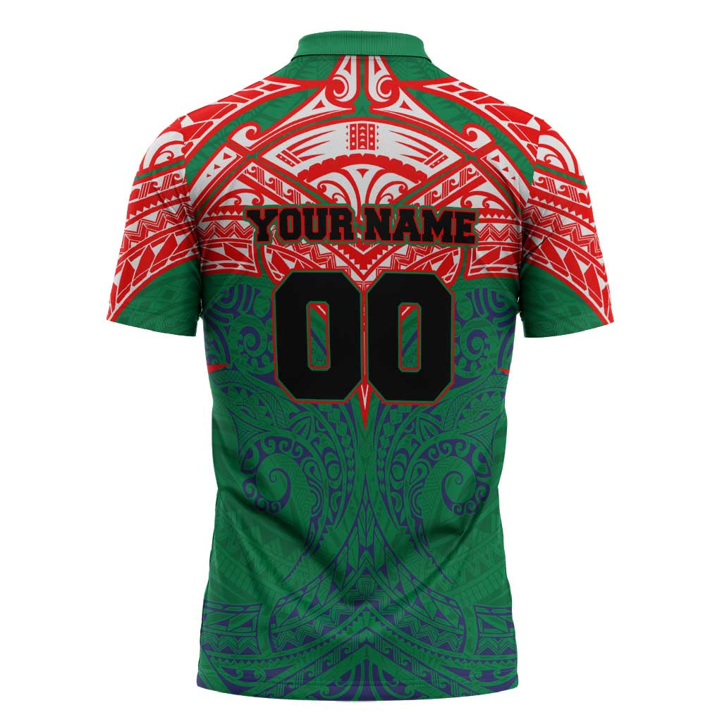 Personalized New Zealand Warriors Zipper Polo Shirt Polynesian Tribal Pattern Style