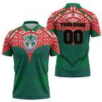 Personalized New Zealand Warriors Zipper Polo Shirt Polynesian Tribal Pattern Style
