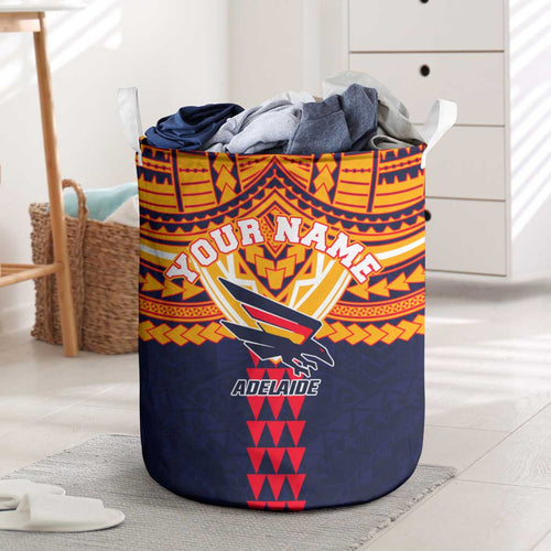 Personalized Adelaide Crows Laundry Basket Polynesian Tribal Pattern Heritage Football
