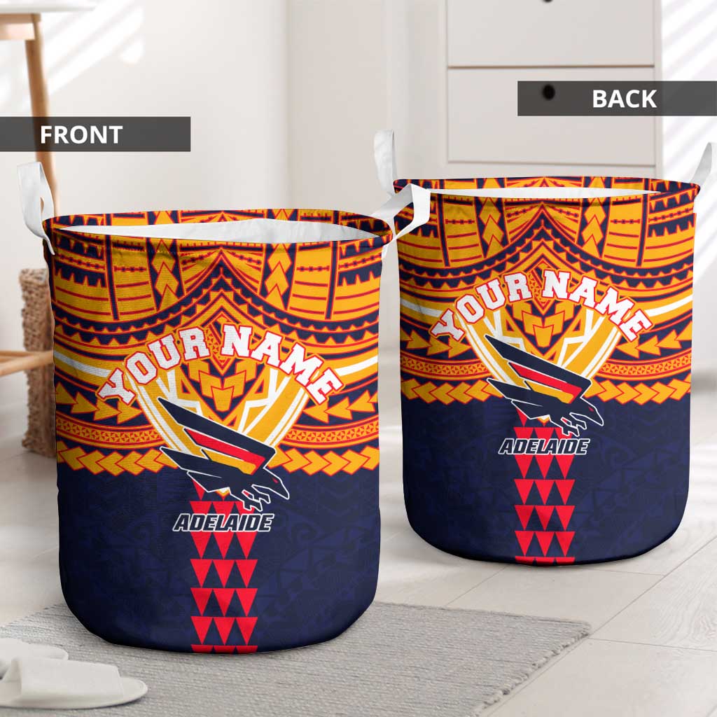 Personalized Adelaide Crows Laundry Basket Polynesian Tribal Pattern Heritage Football