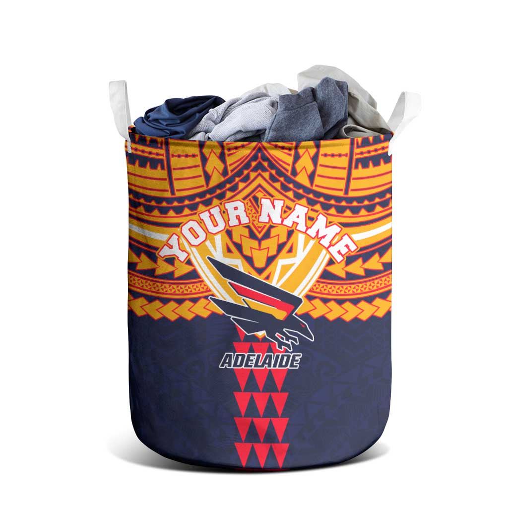 Personalized Adelaide Crows Laundry Basket Polynesian Tribal Pattern Heritage Football