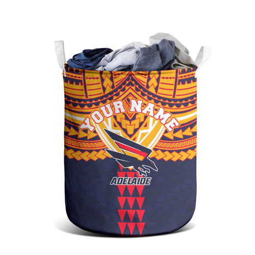 Personalized Adelaide Crows Laundry Basket Polynesian Tribal Pattern Heritage Football