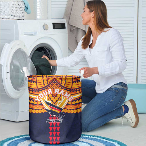 Personalized Adelaide Crows Laundry Basket Polynesian Tribal Pattern Heritage Football