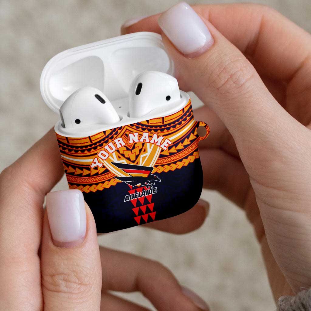 Personalized Adelaide Crows AirPods Case Polynesian Tribal Pattern Heritage Football