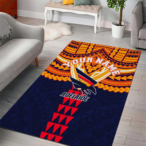 Personalized Adelaide Crows Area Rug Polynesian Tribal Pattern Heritage Football