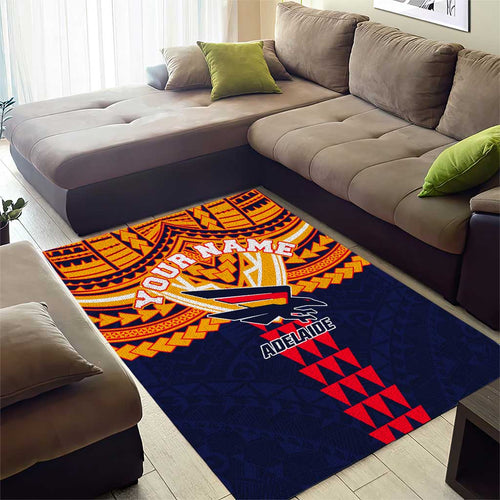 Personalized Adelaide Crows Area Rug Polynesian Tribal Pattern Heritage Football