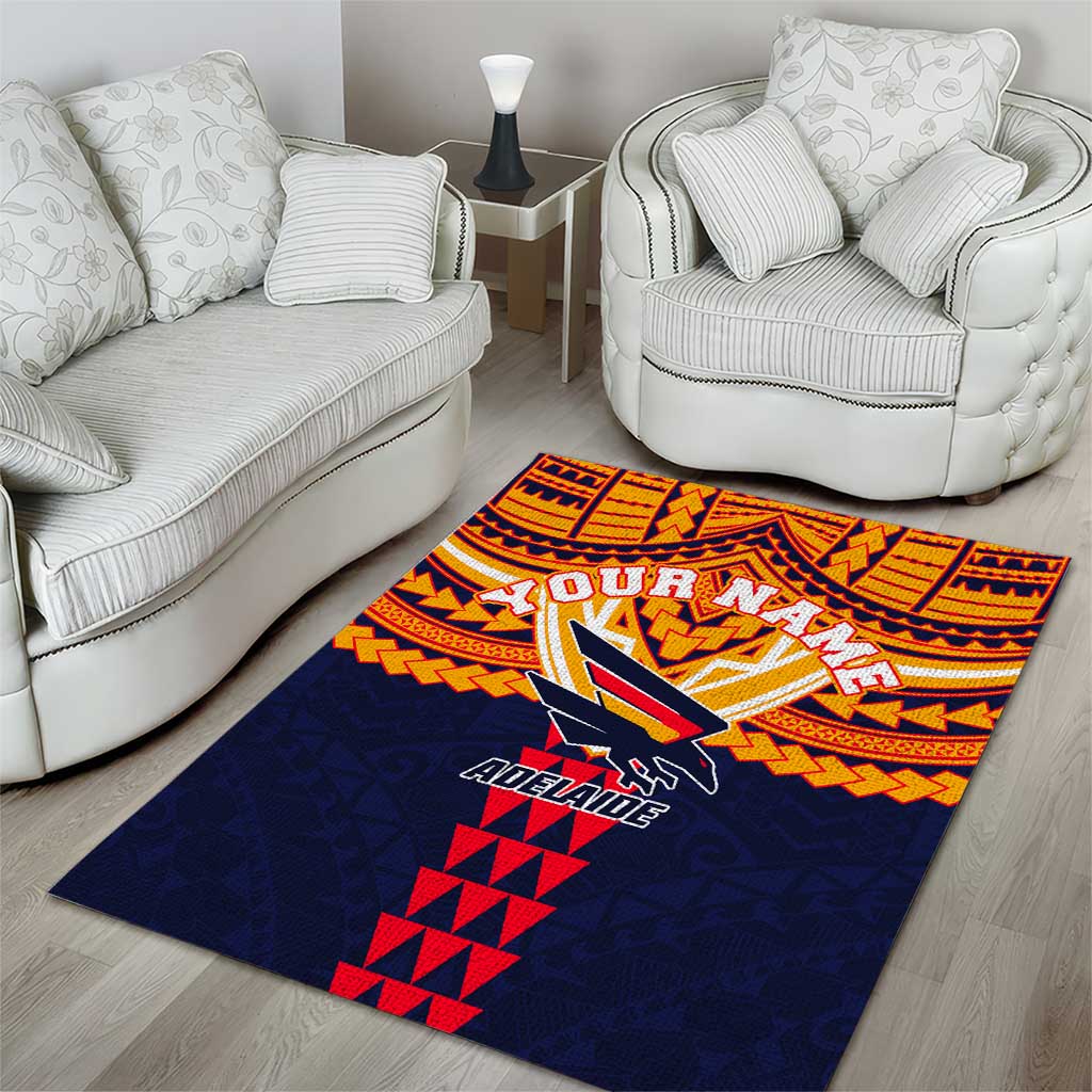 Personalized Adelaide Crows Area Rug Polynesian Tribal Pattern Heritage Football