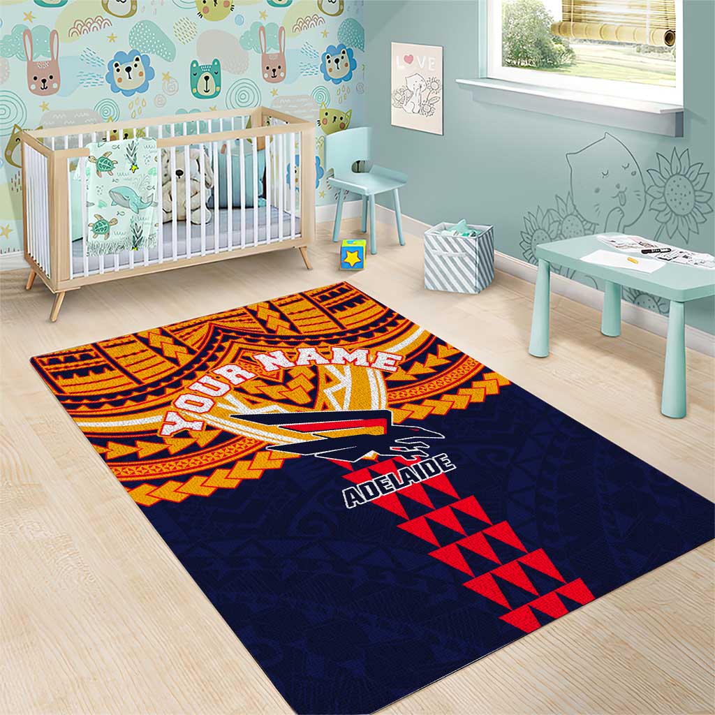 Personalized Adelaide Crows Area Rug Polynesian Tribal Pattern Heritage Football