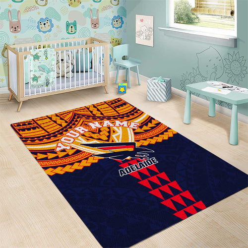Personalized Adelaide Crows Area Rug Polynesian Tribal Pattern Heritage Football