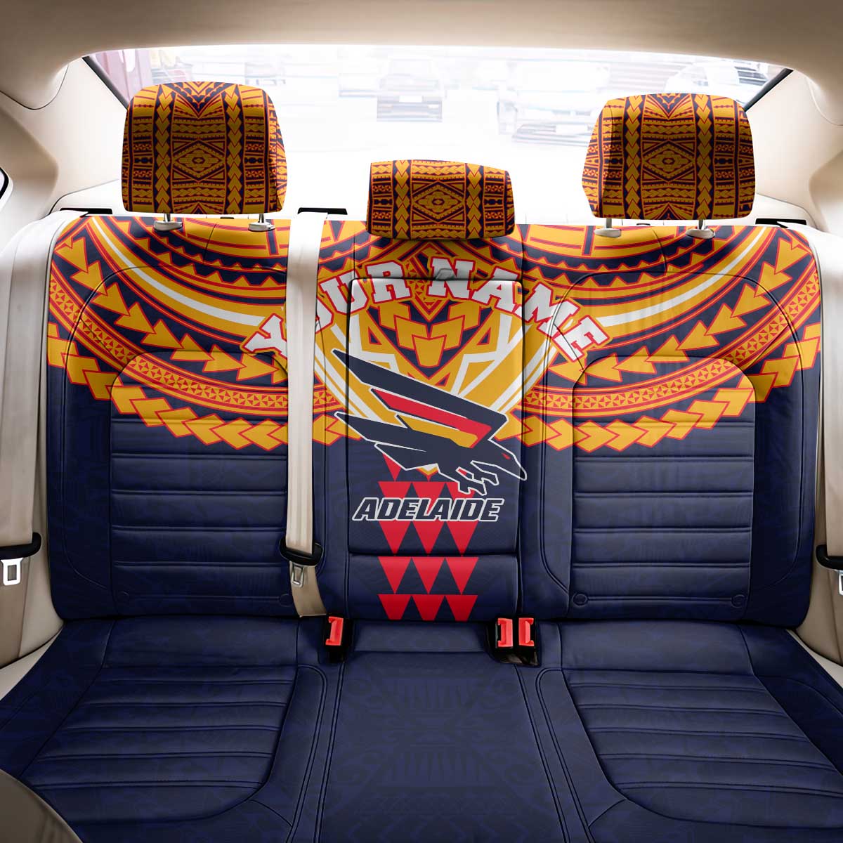 Personalized Adelaide Crows Back Car Seat Cover Polynesian Tribal Pattern Heritage Football