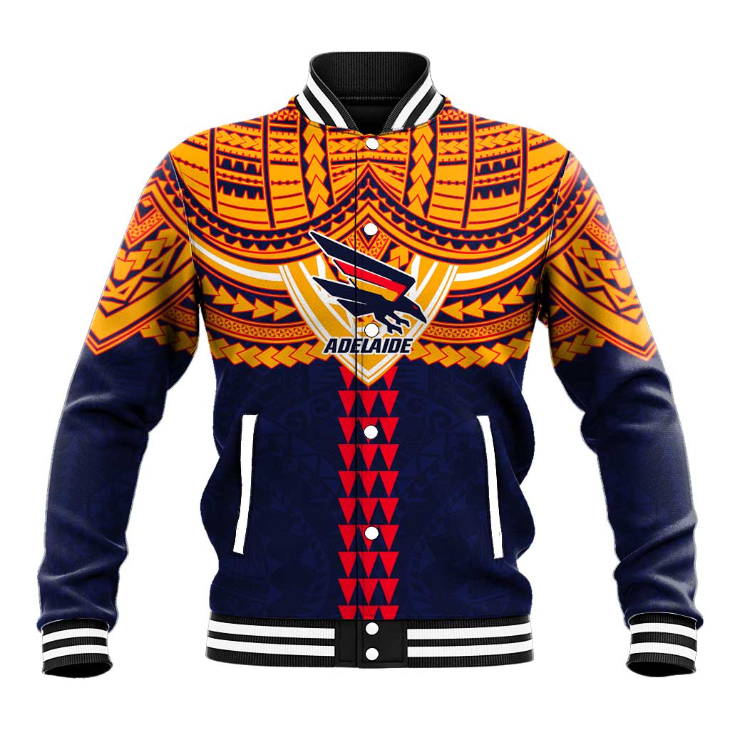 Personalized Adelaide Crows Baseball Jacket Polynesian Tribal Pattern Heritage Football