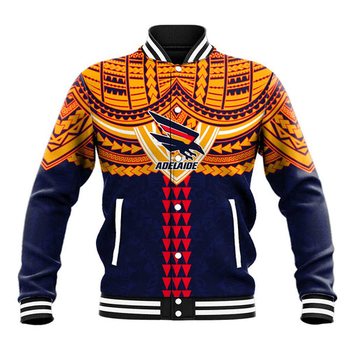 Personalized Adelaide Crows Baseball Jacket Polynesian Tribal Pattern Heritage Football