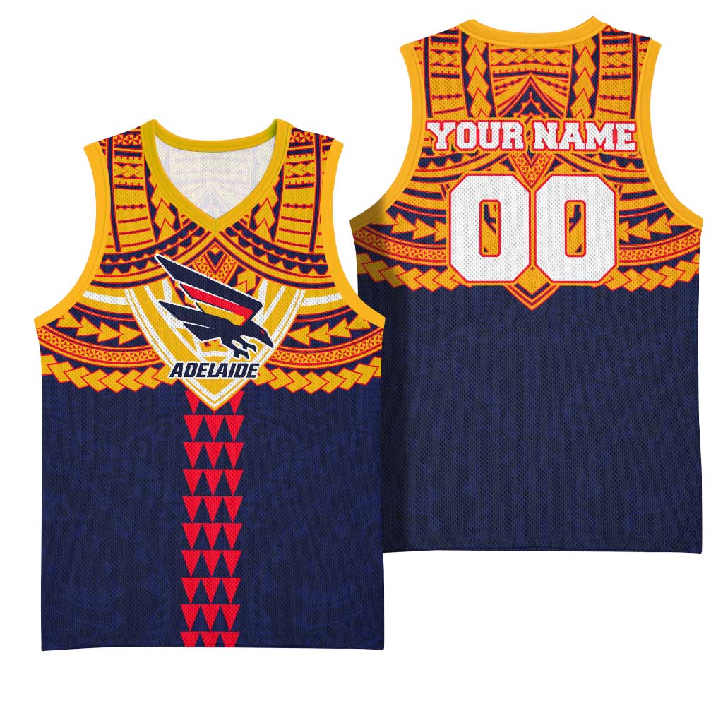 Personalized Adelaide Crows Basketball Jersey Polynesian Tribal Pattern Heritage Football