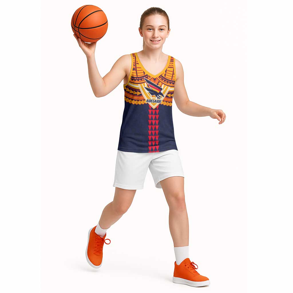 Personalized Adelaide Crows Basketball Jersey Polynesian Tribal Pattern Heritage Football