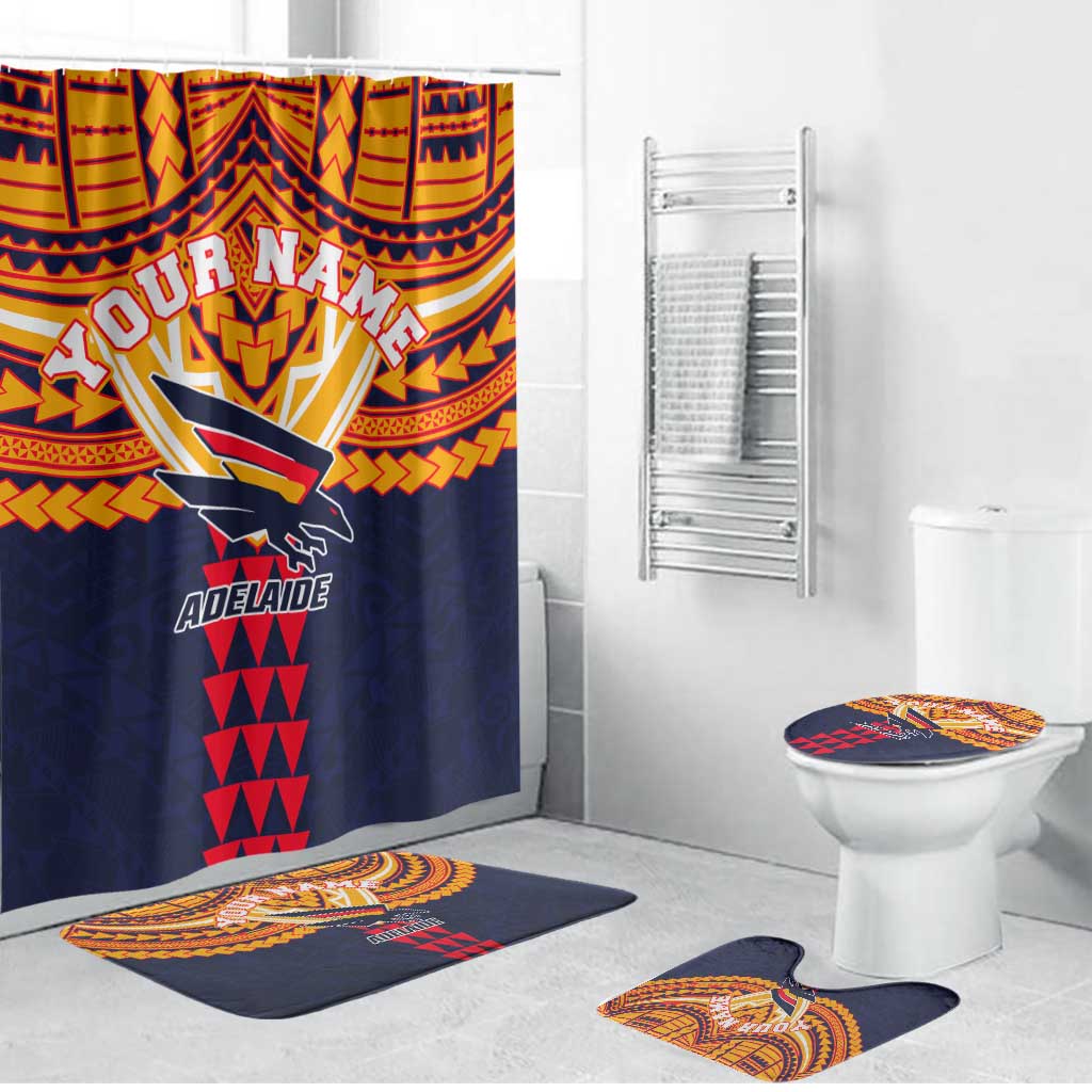 Personalized Adelaide Crows Bathroom Set Polynesian Tribal Pattern Heritage Football
