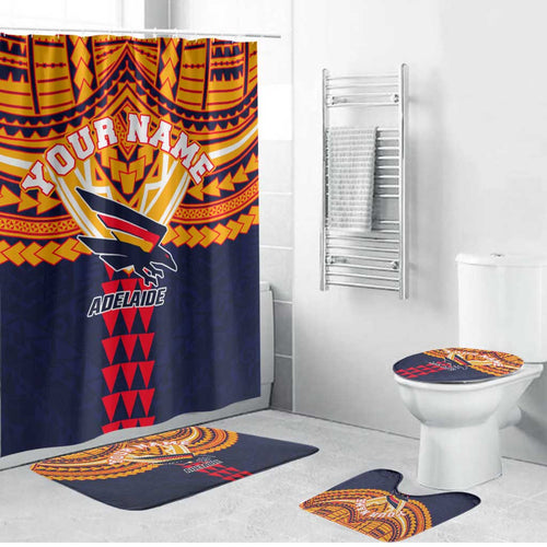 Personalized Adelaide Crows Bathroom Set Polynesian Tribal Pattern Heritage Football