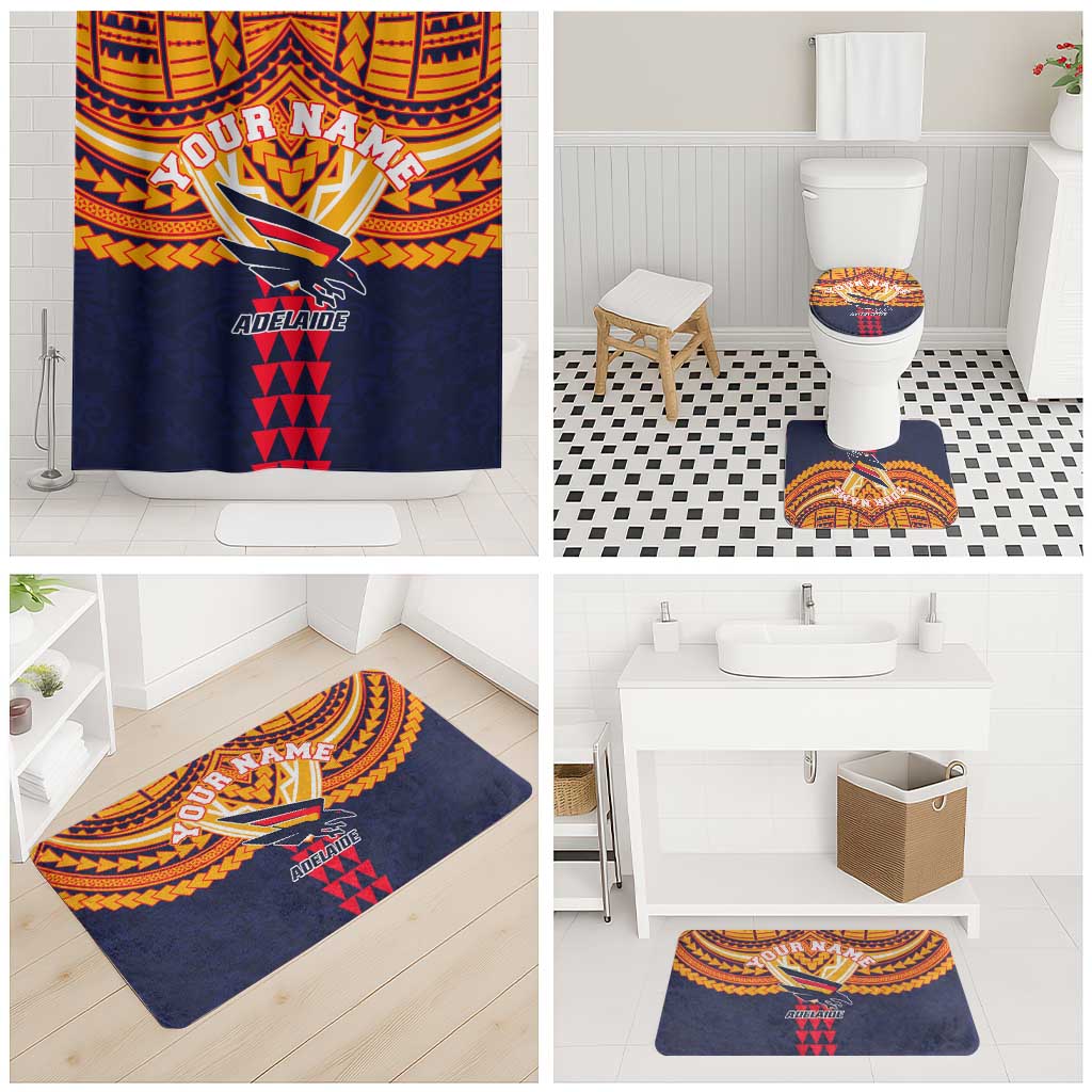 Personalized Adelaide Crows Bathroom Set Polynesian Tribal Pattern Heritage Football
