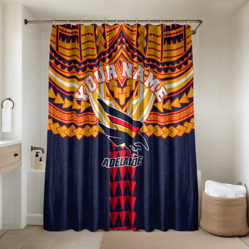Personalized Adelaide Crows Bathroom Set Polynesian Tribal Pattern Heritage Football