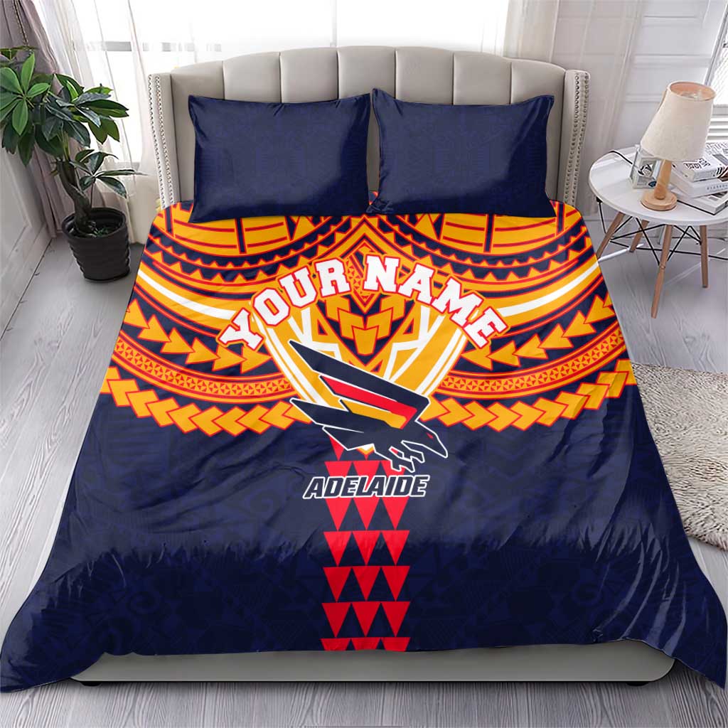 Personalized Adelaide Crows Bedding Set Polynesian Tribal Pattern Heritage Football