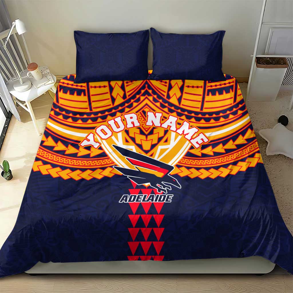 Personalized Adelaide Crows Bedding Set Polynesian Tribal Pattern Heritage Football