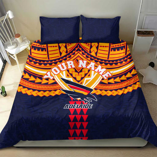 Personalized Adelaide Crows Bedding Set Polynesian Tribal Pattern Heritage Football