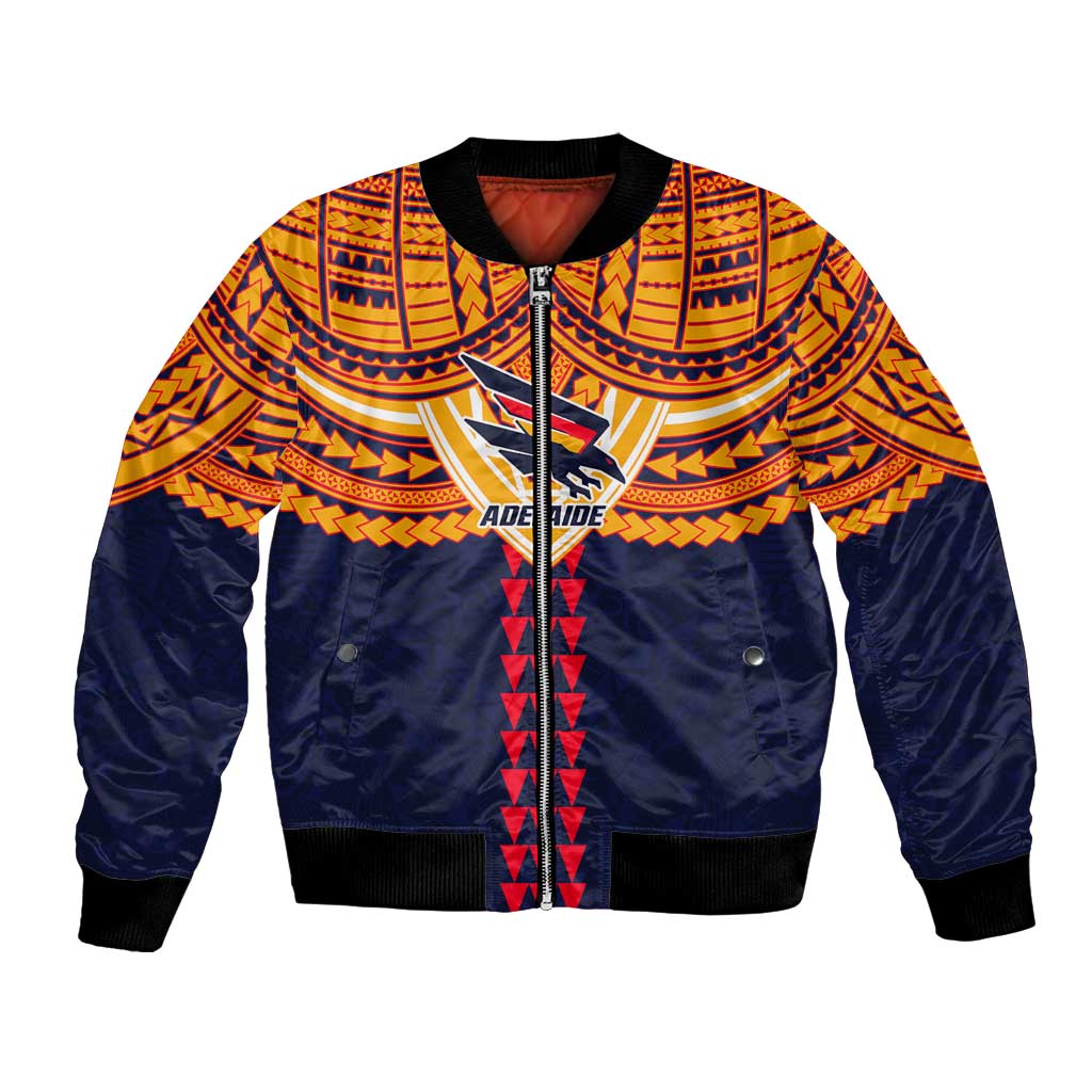Personalized Adelaide Crows Bomber Jacket Polynesian Tribal Pattern Heritage Football