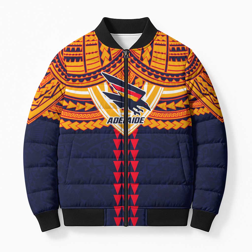 Personalized Adelaide Crows Bomber Puffer Jacket Polynesian Tribal Pattern Heritage Football