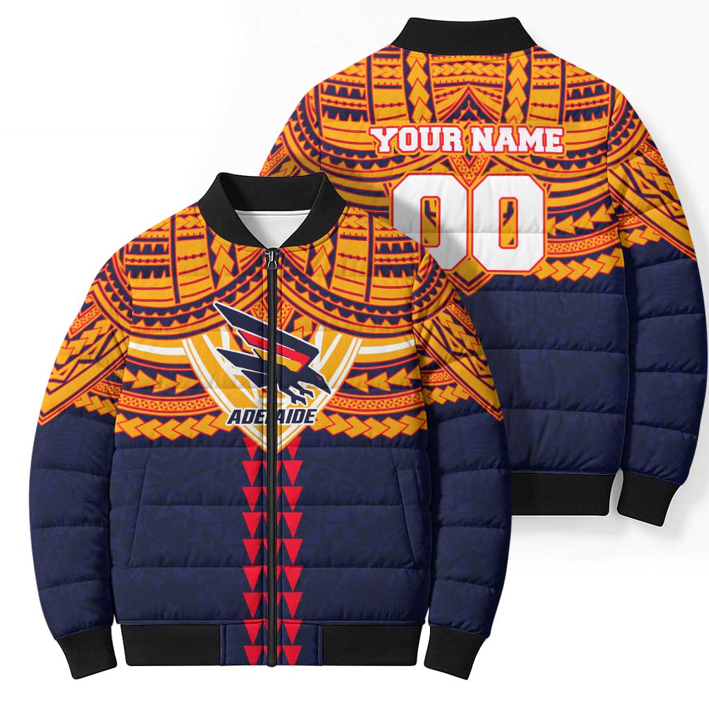 Personalized Adelaide Crows Bomber Puffer Jacket Polynesian Tribal Pattern Heritage Football