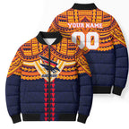 Personalized Adelaide Crows Bomber Puffer Jacket Polynesian Tribal Pattern Heritage Football