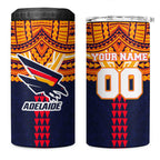Personalized Adelaide Crows 4 in 1 Can Cooler Tumbler Polynesian Tribal Pattern Heritage Football